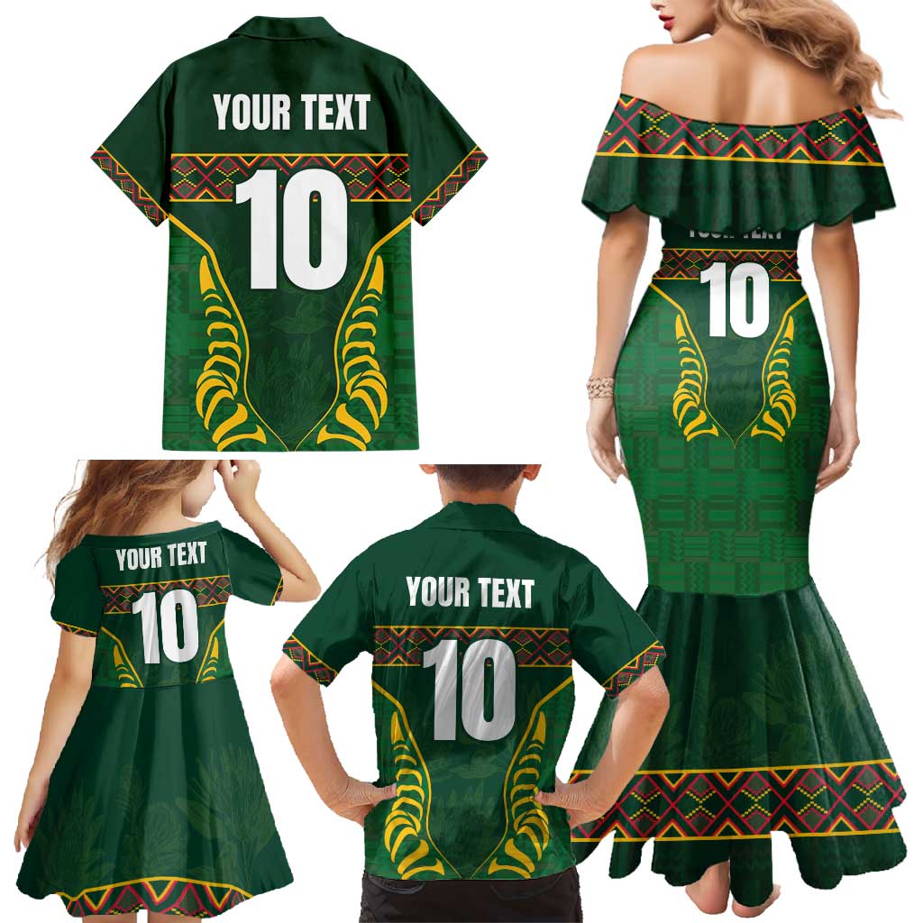 Custom South Africa Rugby Family Matching Mermaid Dress and Hawaiian Shirt Springboks Spirit and King Protea