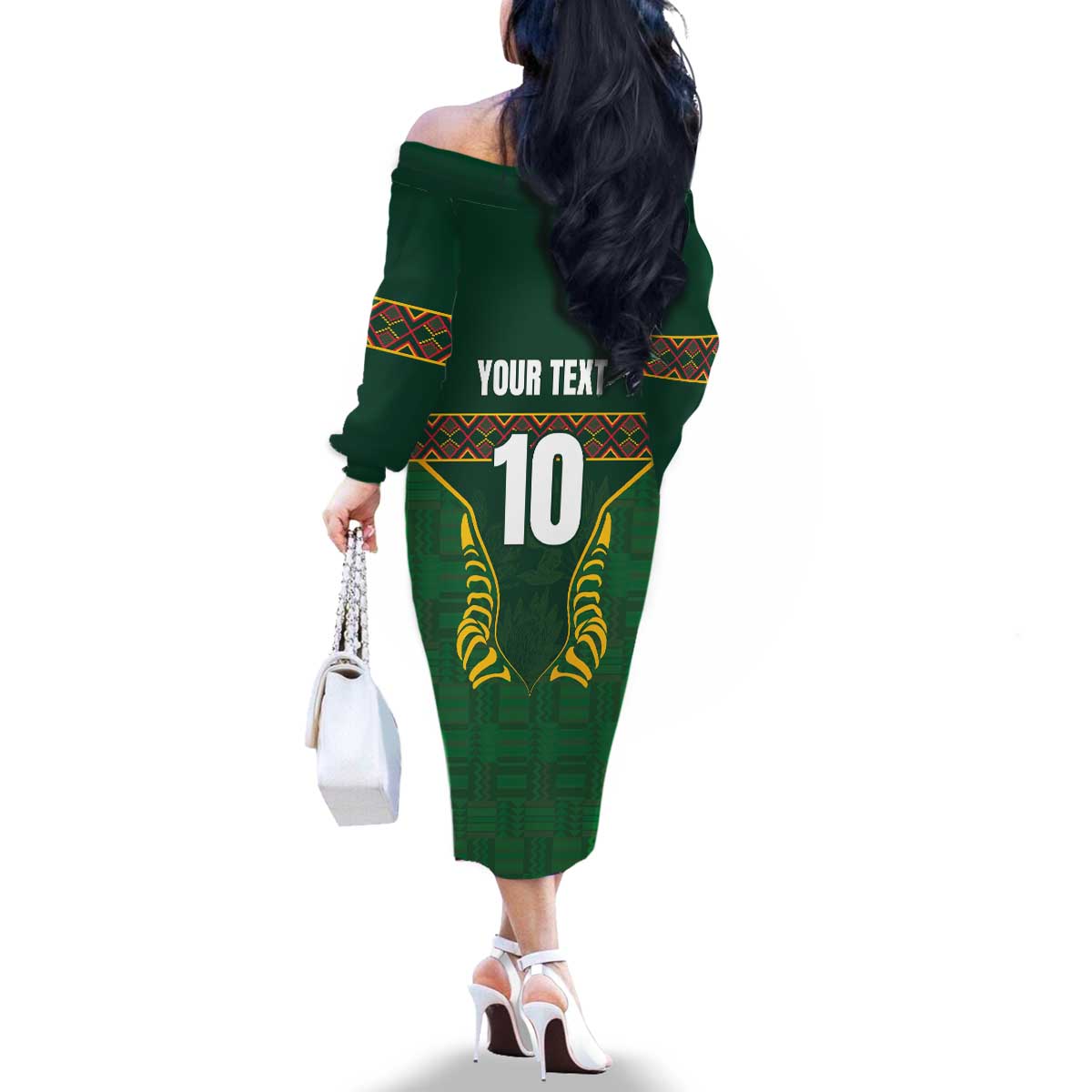 Custom South Africa Rugby Family Matching Off The Shoulder Long Sleeve Dress and Hawaiian Shirt Springboks Spirit and King Protea