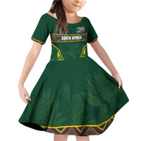 Custom South Africa Rugby Family Matching Off Shoulder Short Dress and Hawaiian Shirt Springboks Spirit and King Protea