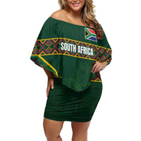 Custom South Africa Rugby Family Matching Off Shoulder Short Dress and Hawaiian Shirt Springboks Spirit and King Protea