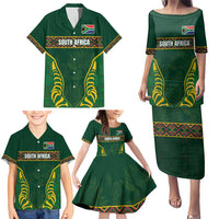 Custom South Africa Rugby Family Matching Puletasi and Hawaiian Shirt Springboks Spirit and King Protea