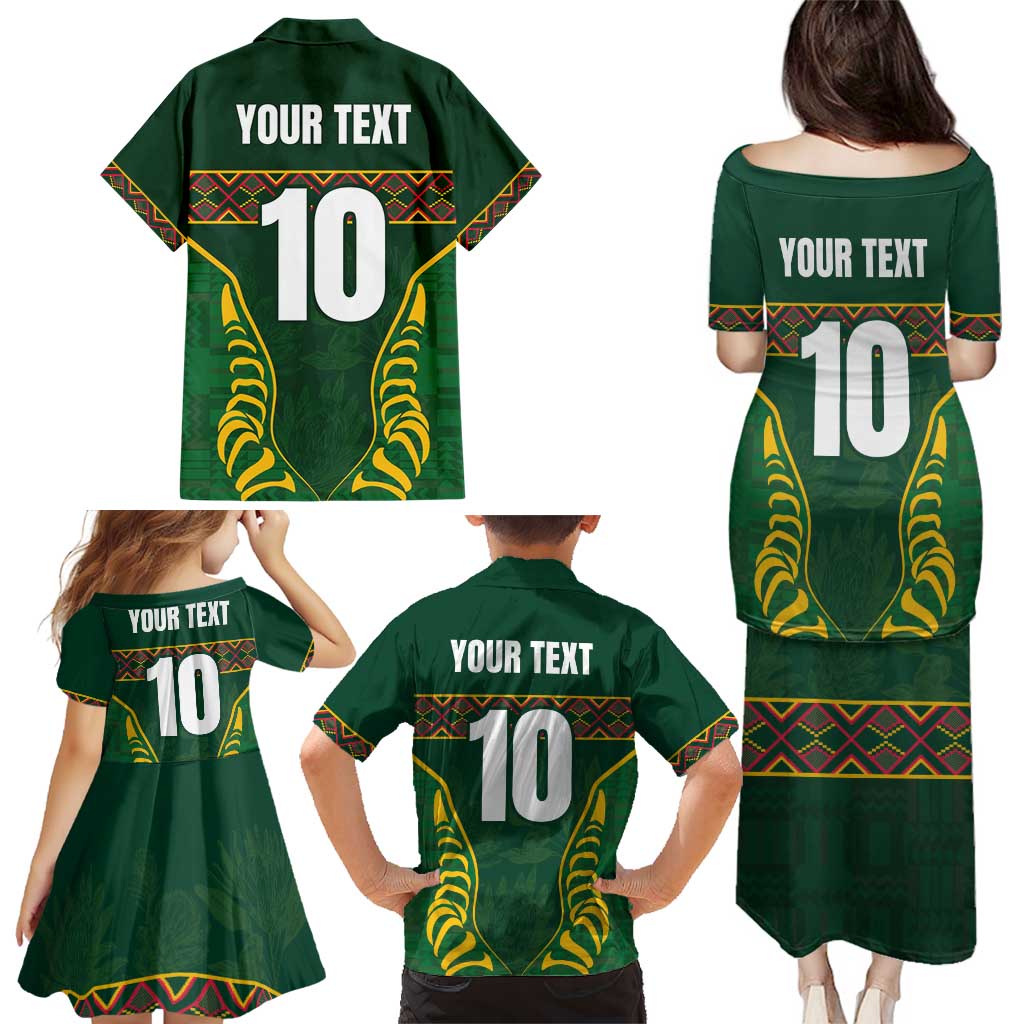 Custom South Africa Rugby Family Matching Puletasi and Hawaiian Shirt Springboks Spirit and King Protea