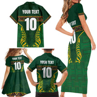 Custom South Africa Rugby Family Matching Short Sleeve Bodycon Dress and Hawaiian Shirt Springboks Spirit and King Protea