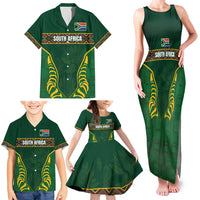 Custom South Africa Rugby Family Matching Tank Maxi Dress and Hawaiian Shirt Springboks Spirit and King Protea