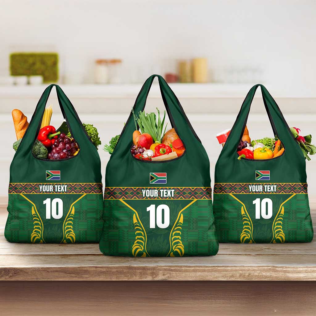 Custom South Africa Rugby Grocery Bag Springboks Spirit and King Protea