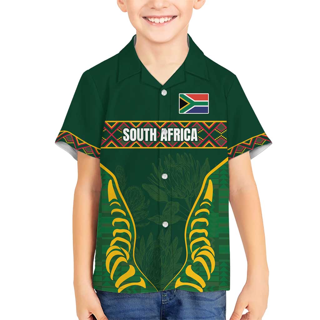 Custom South Africa Rugby Hawaiian Shirt Springboks Spirit and King Protea