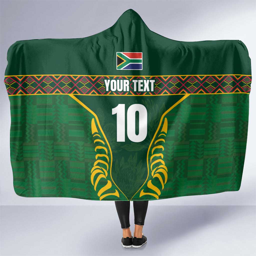 Custom South Africa Rugby Hooded Blanket Springboks Spirit and King Protea