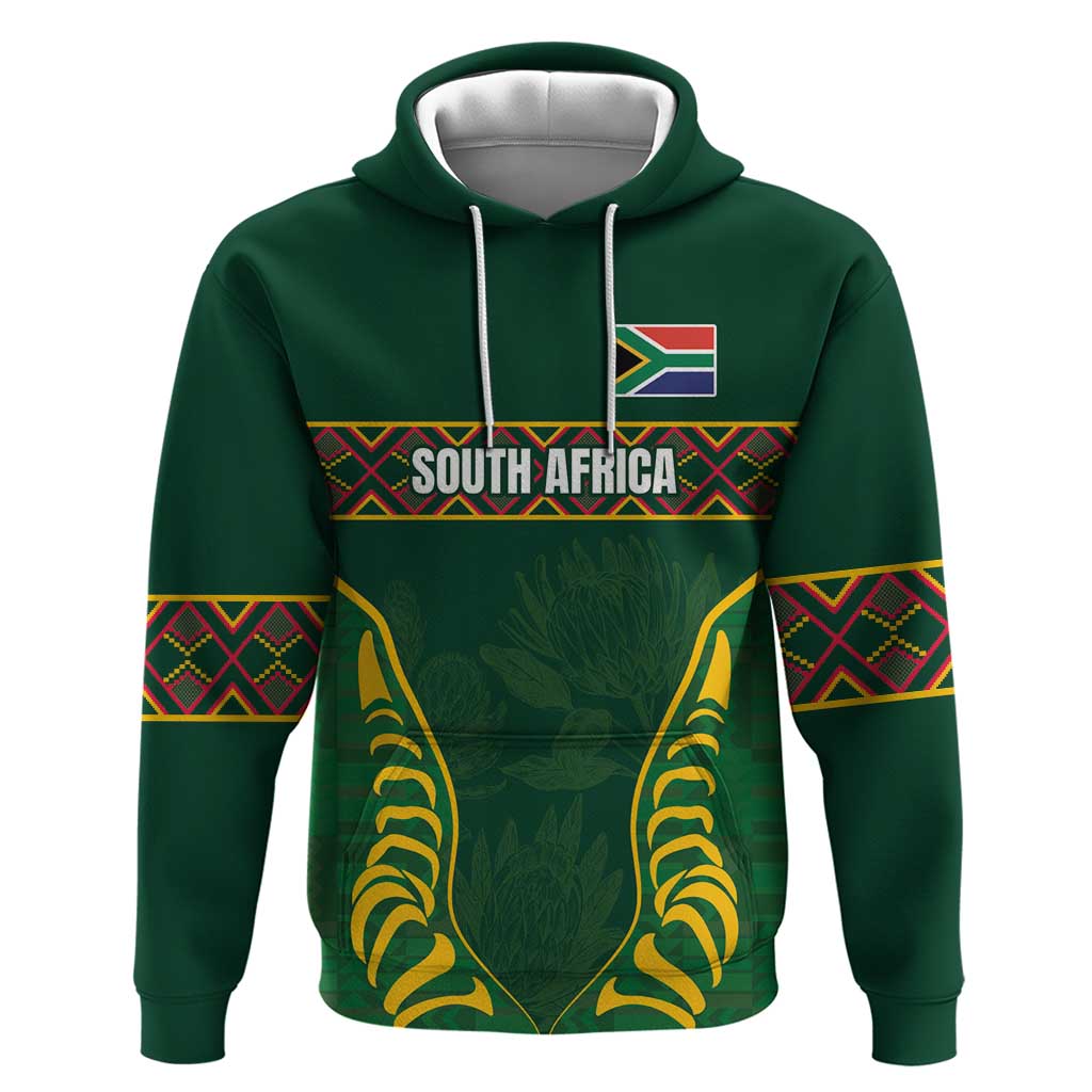 Custom South Africa Rugby Hoodie Springboks Spirit and King Protea