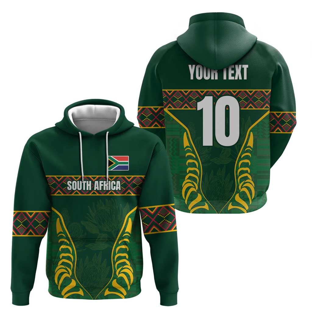 Custom South Africa Rugby Hoodie Springboks Spirit and King Protea