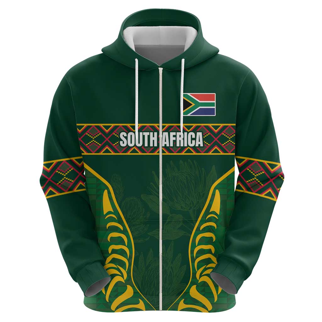 Custom South Africa Rugby Hoodie Springboks Spirit and King Protea