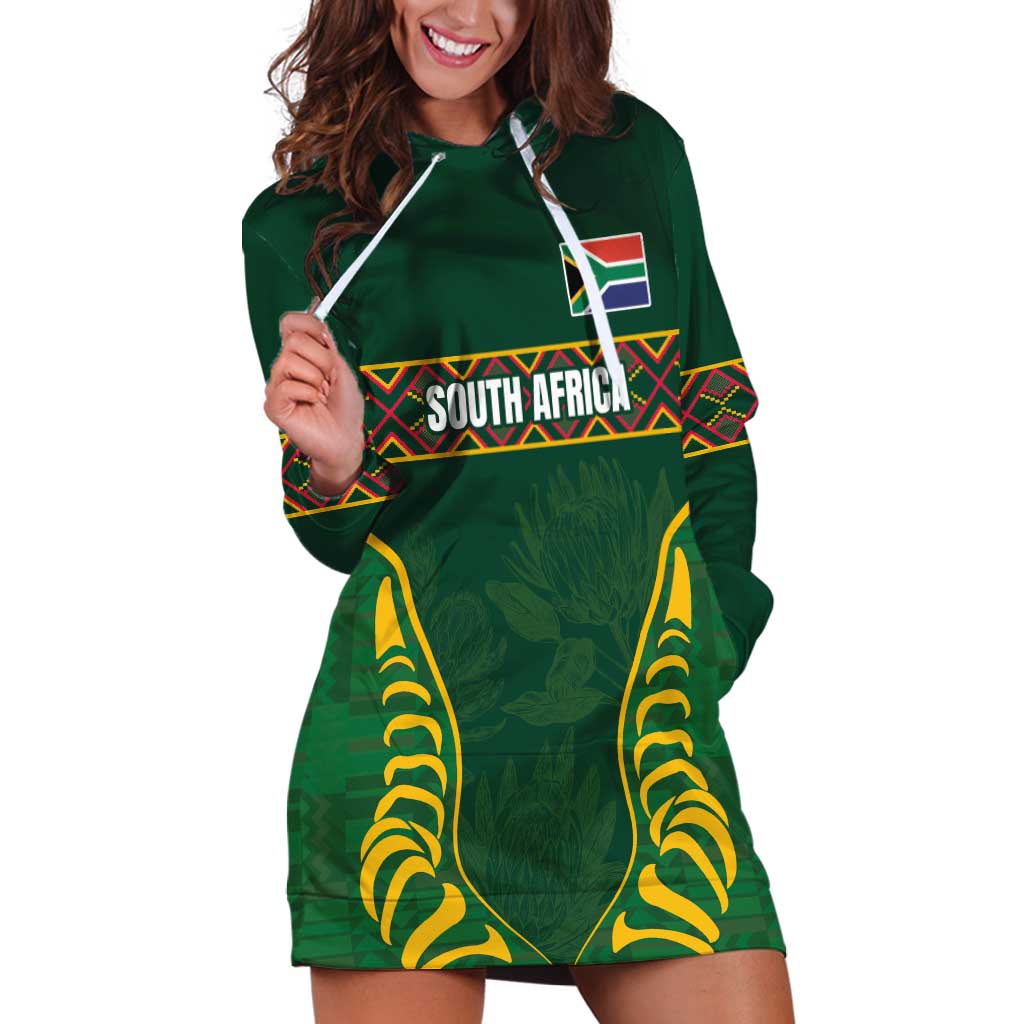 Custom South Africa Rugby Hoodie Dress Springboks Spirit and King Protea