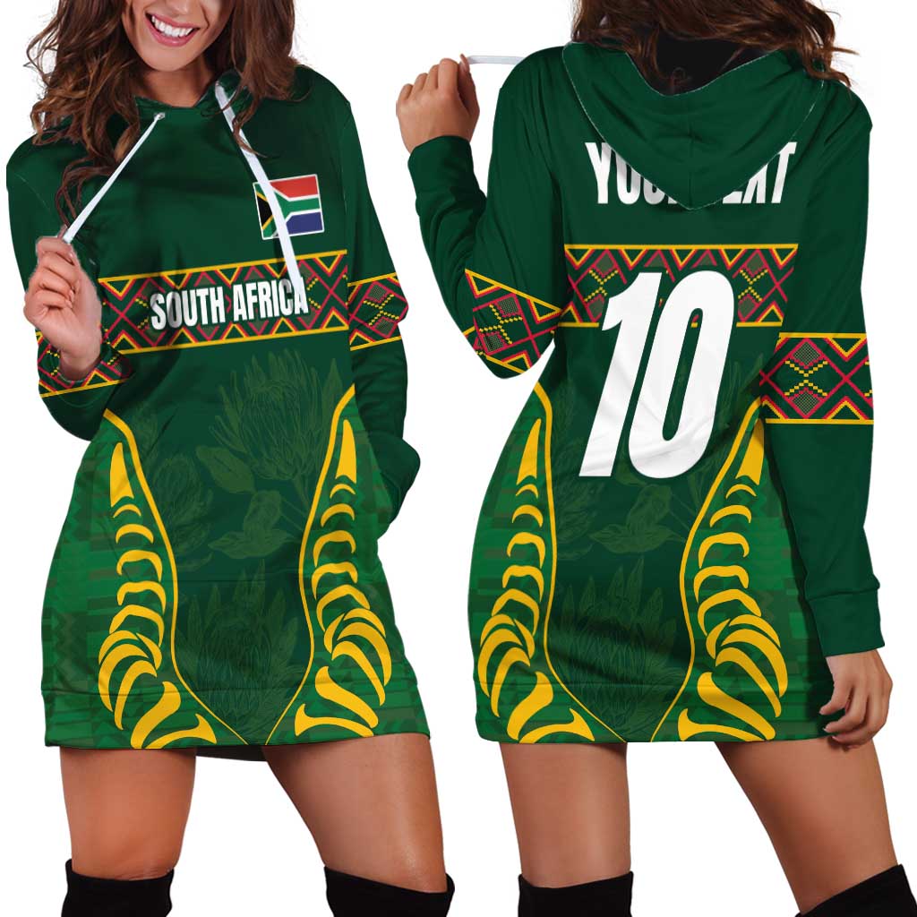 Custom South Africa Rugby Hoodie Dress Springboks Spirit and King Protea
