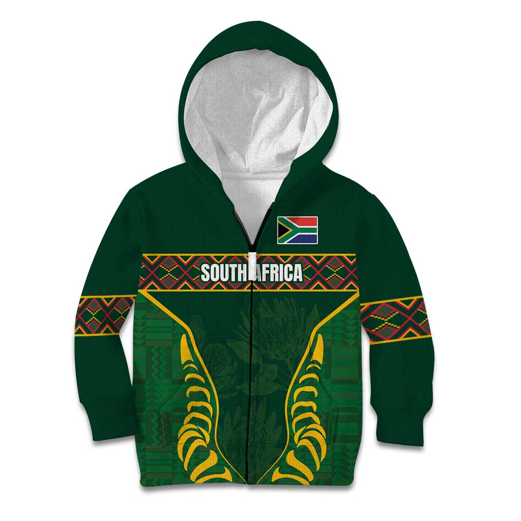 Custom South Africa Rugby Kid Hoodie Springboks Spirit and King Protea