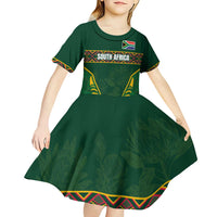 Custom South Africa Rugby Kid Short Sleeve Dress Springboks Spirit and King Protea