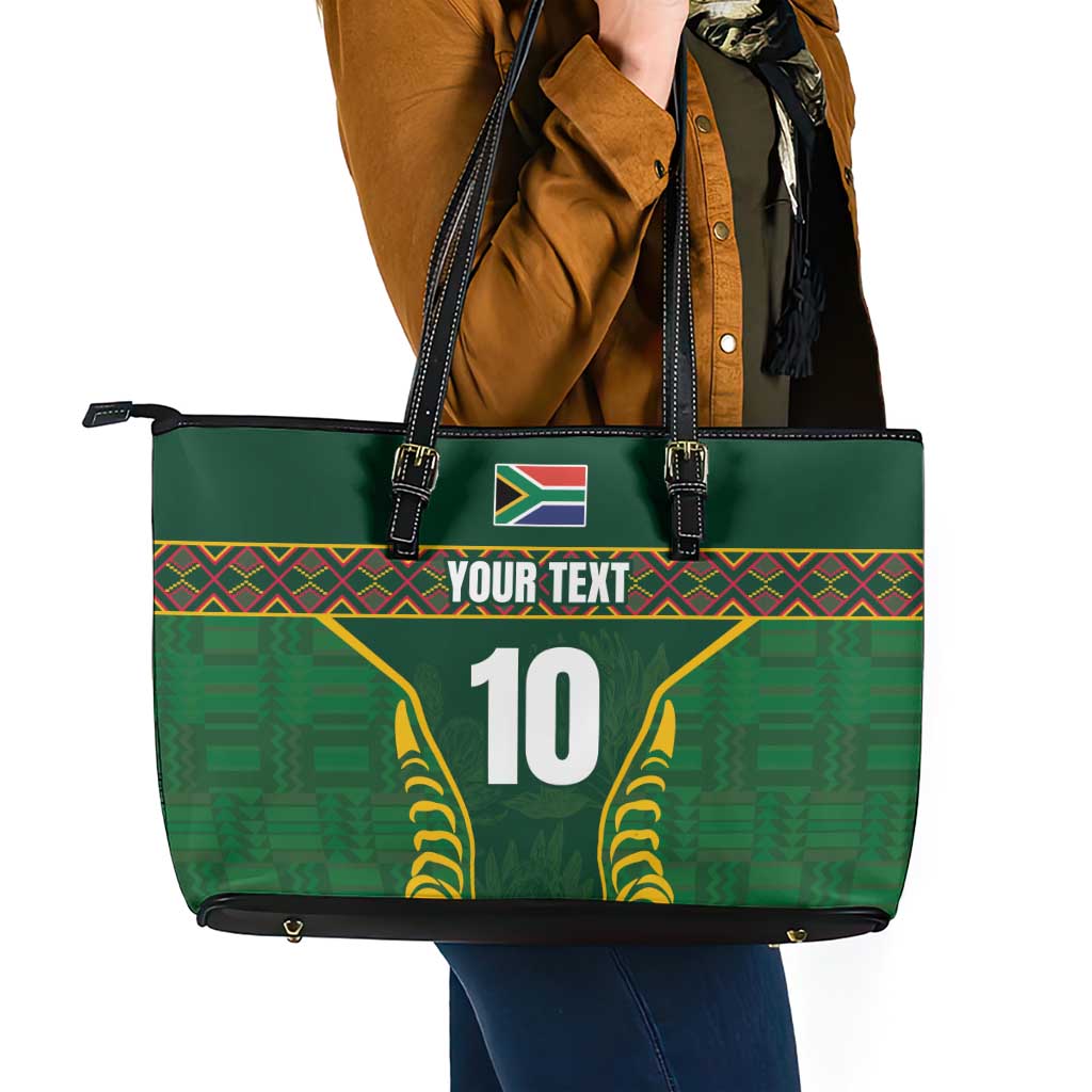 Custom South Africa Rugby Leather Tote Bag Springboks Spirit and King Protea