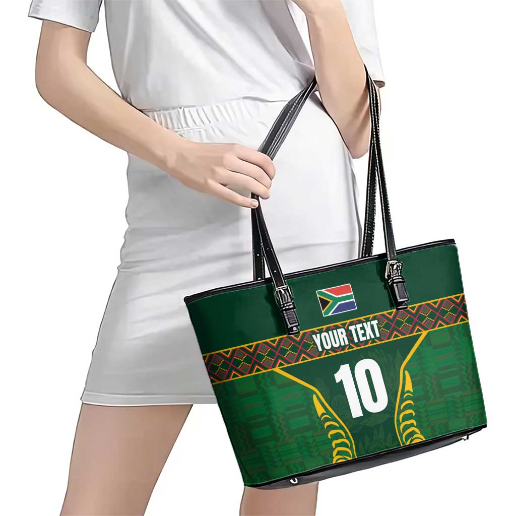 Custom South Africa Rugby Leather Tote Bag Springboks Spirit and King Protea