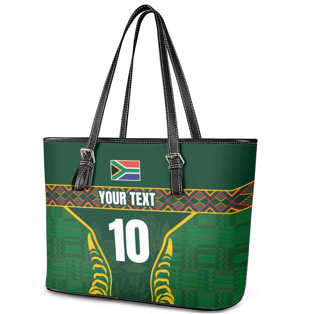 Custom South Africa Rugby Leather Tote Bag Springboks Spirit and King Protea