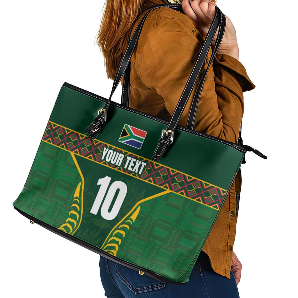 Custom South Africa Rugby Leather Tote Bag Springboks Spirit and King Protea
