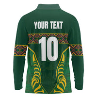 Custom South Africa Rugby Long Sleeve Polo Shirt Springboks Spirit and King Protea