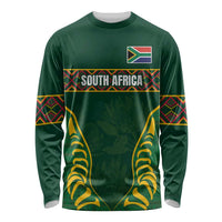 Custom South Africa Rugby Long Sleeve Shirt Springboks Spirit and King Protea