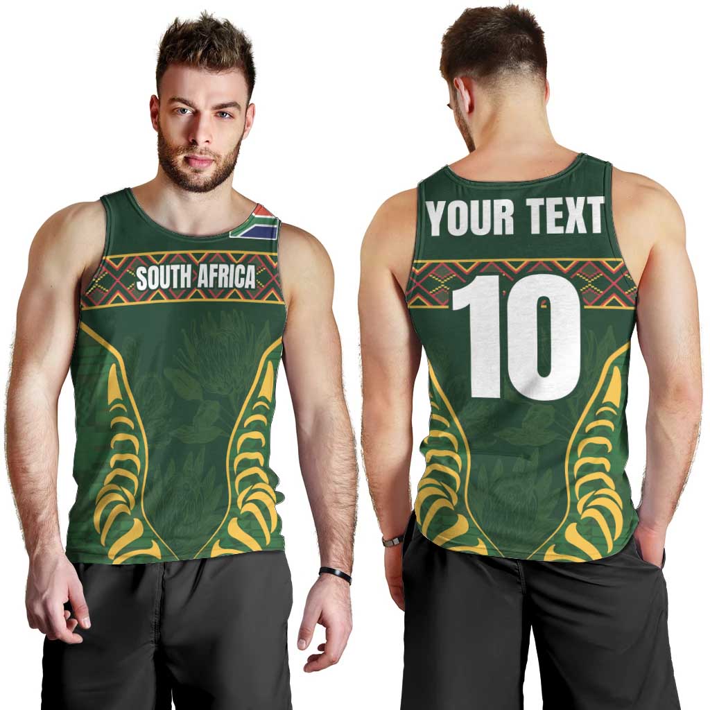 Custom South Africa Rugby Men Tank Top Springboks Spirit and King Protea