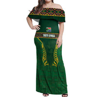 Custom South Africa Rugby Off Shoulder Maxi Dress Springboks Spirit and King Protea