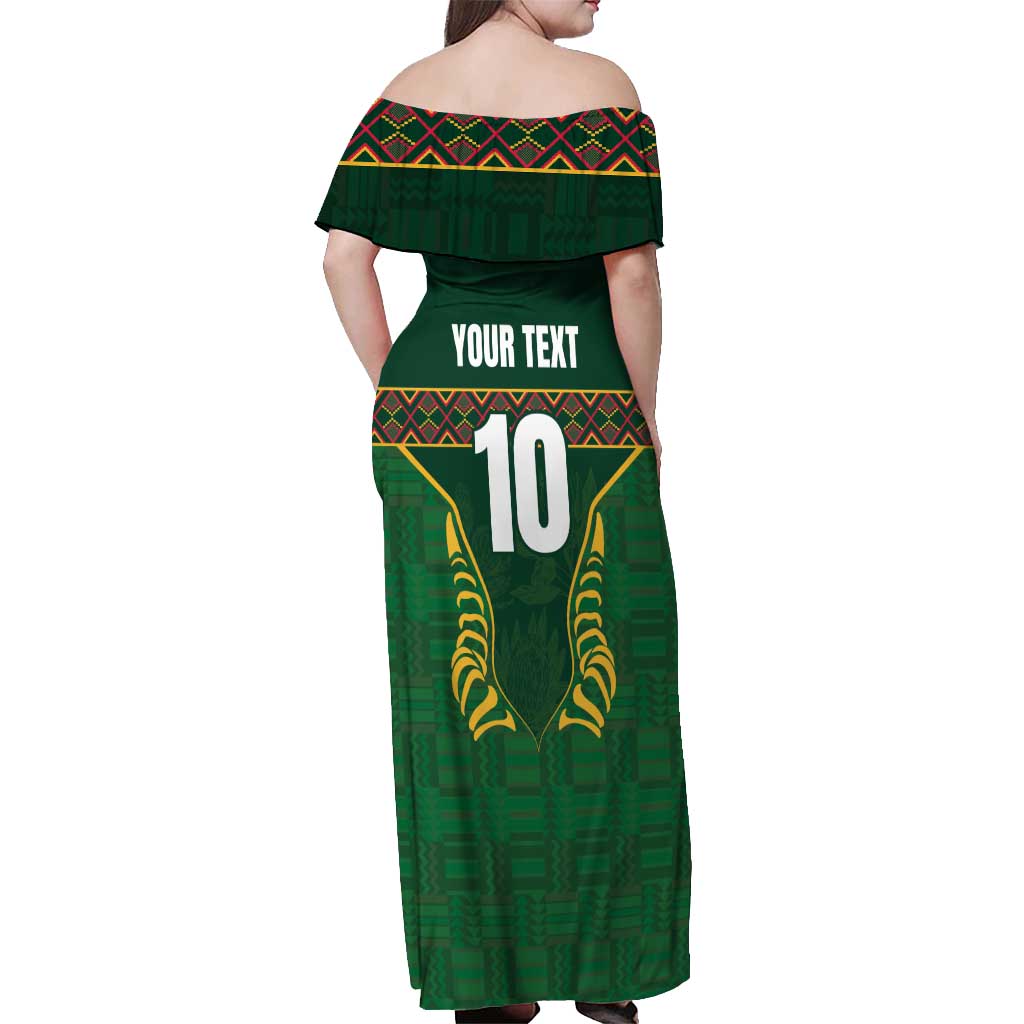 Custom South Africa Rugby Off Shoulder Maxi Dress Springboks Spirit and King Protea