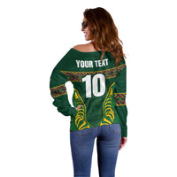 Custom South Africa Rugby Off Shoulder Sweater Springboks Spirit and King Protea