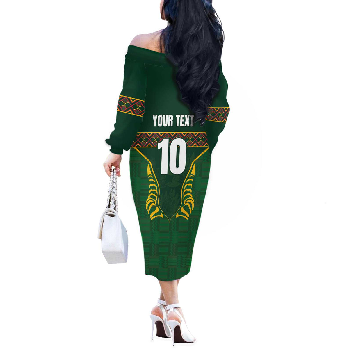 Custom South Africa Rugby Off The Shoulder Long Sleeve Dress Springboks Spirit and King Protea