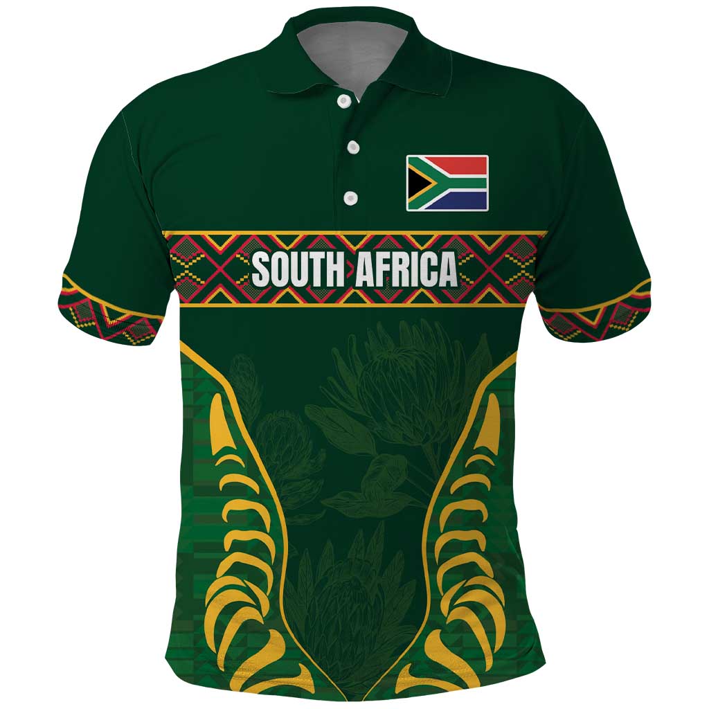 Custom South Africa Rugby Polo Shirt Springboks Spirit and King Protea