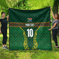 Custom South Africa Rugby Quilt Springboks Spirit and King Protea