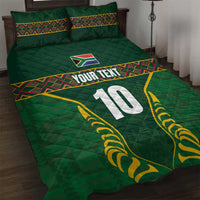 Custom South Africa Rugby Quilt Bed Set Springboks Spirit and King Protea
