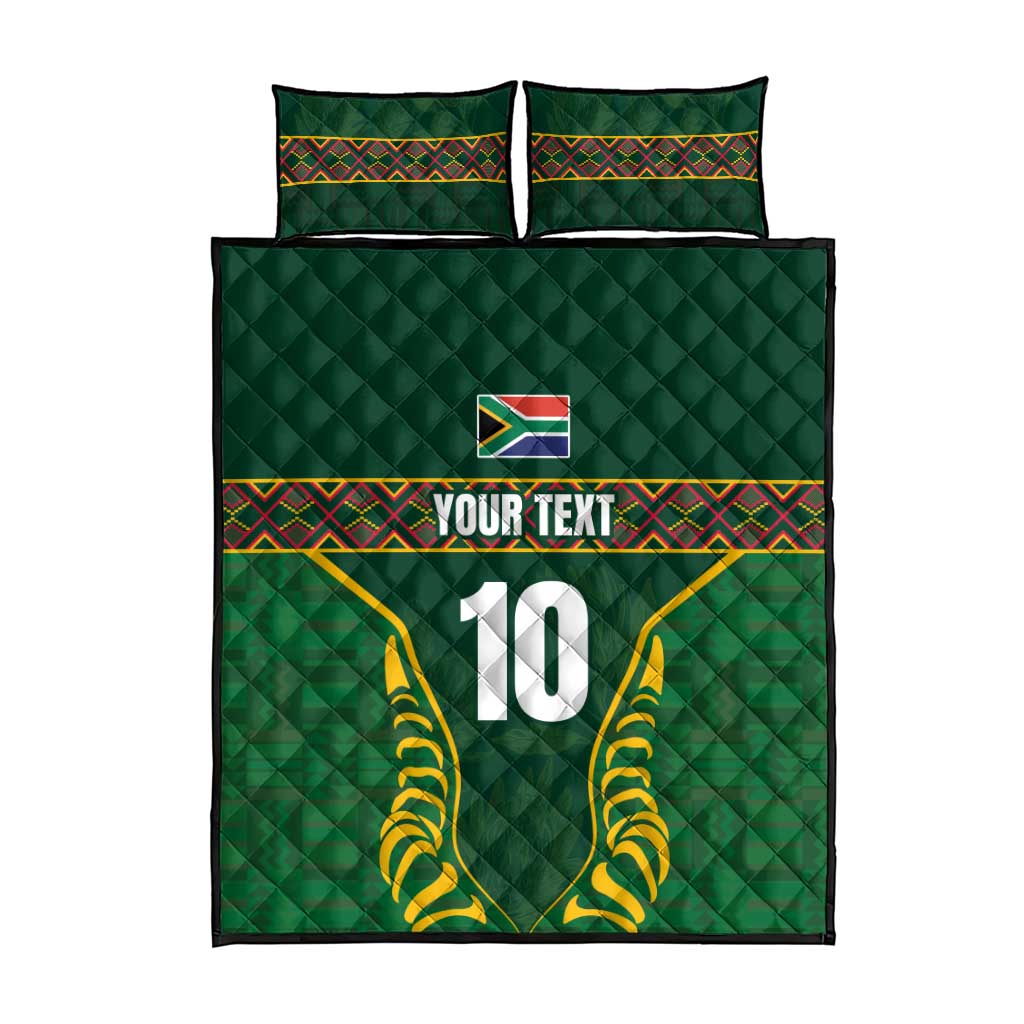 Custom South Africa Rugby Quilt Bed Set Springboks Spirit and King Protea