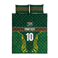 Custom South Africa Rugby Quilt Bed Set Springboks Spirit and King Protea