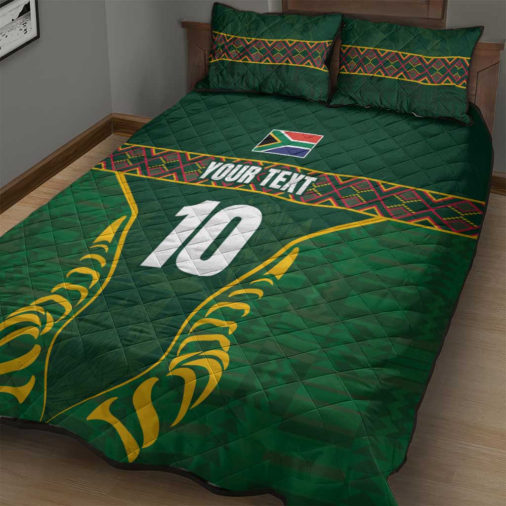 Custom South Africa Rugby Quilt Bed Set Springboks Spirit and King Protea