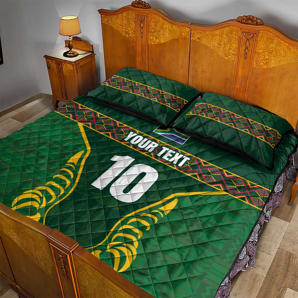 Custom South Africa Rugby Quilt Bed Set Springboks Spirit and King Protea