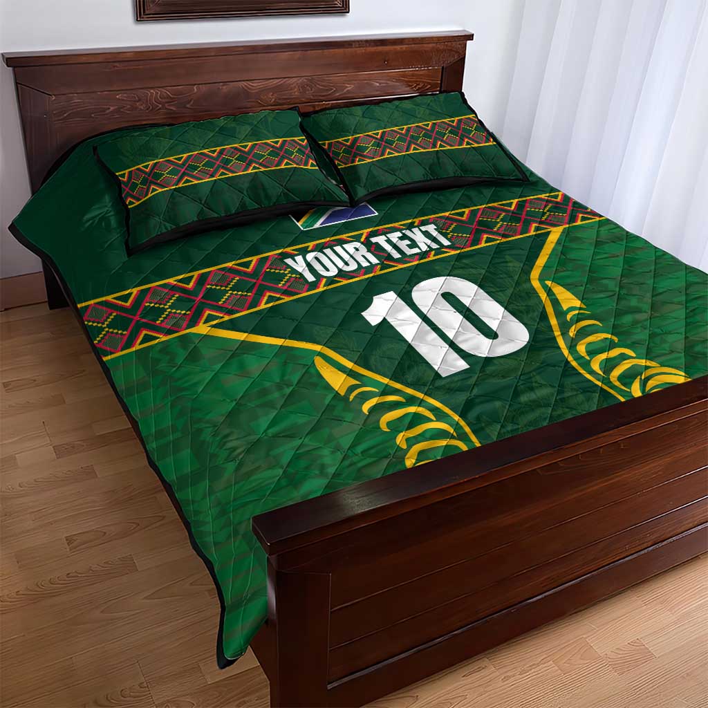 Custom South Africa Rugby Quilt Bed Set Springboks Spirit and King Protea