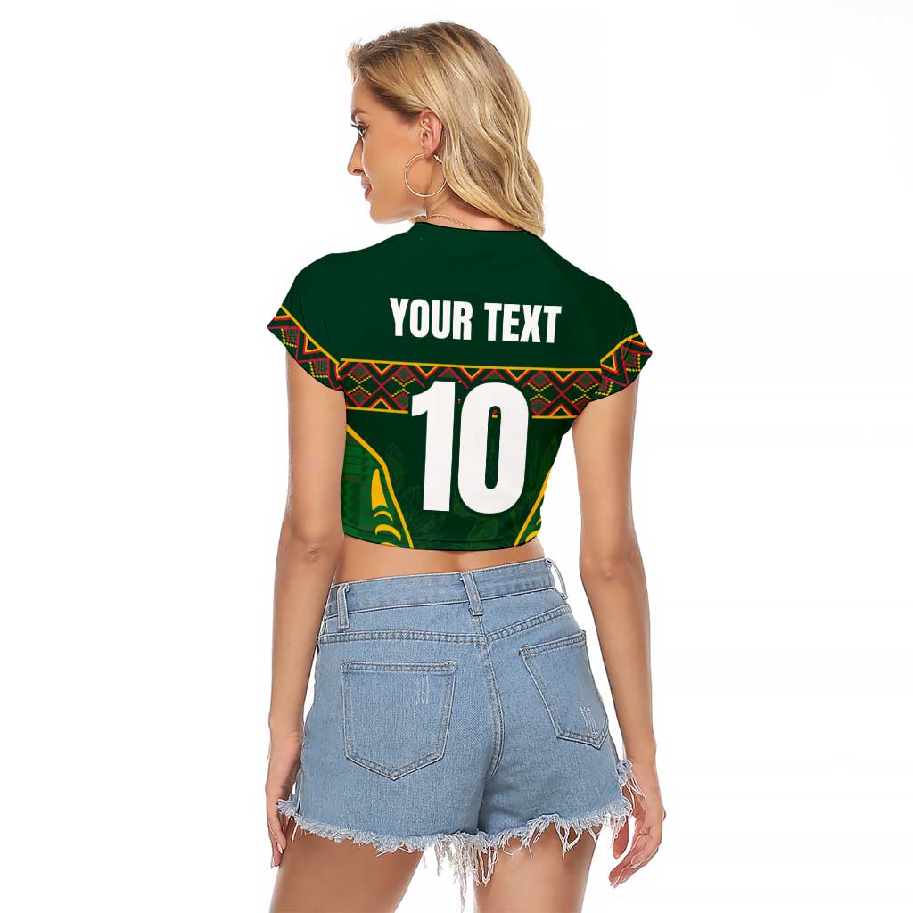 Custom South Africa Rugby Raglan Cropped T Shirt Springboks Spirit and King Protea