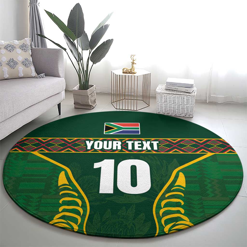 Custom South Africa Rugby Round Carpet Springboks Spirit and King Protea