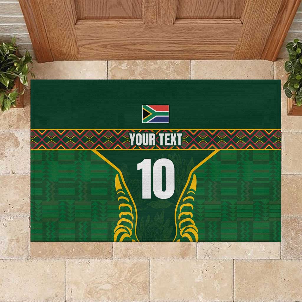 Custom South Africa Rugby Rubber Doormat Springboks Spirit and King Protea