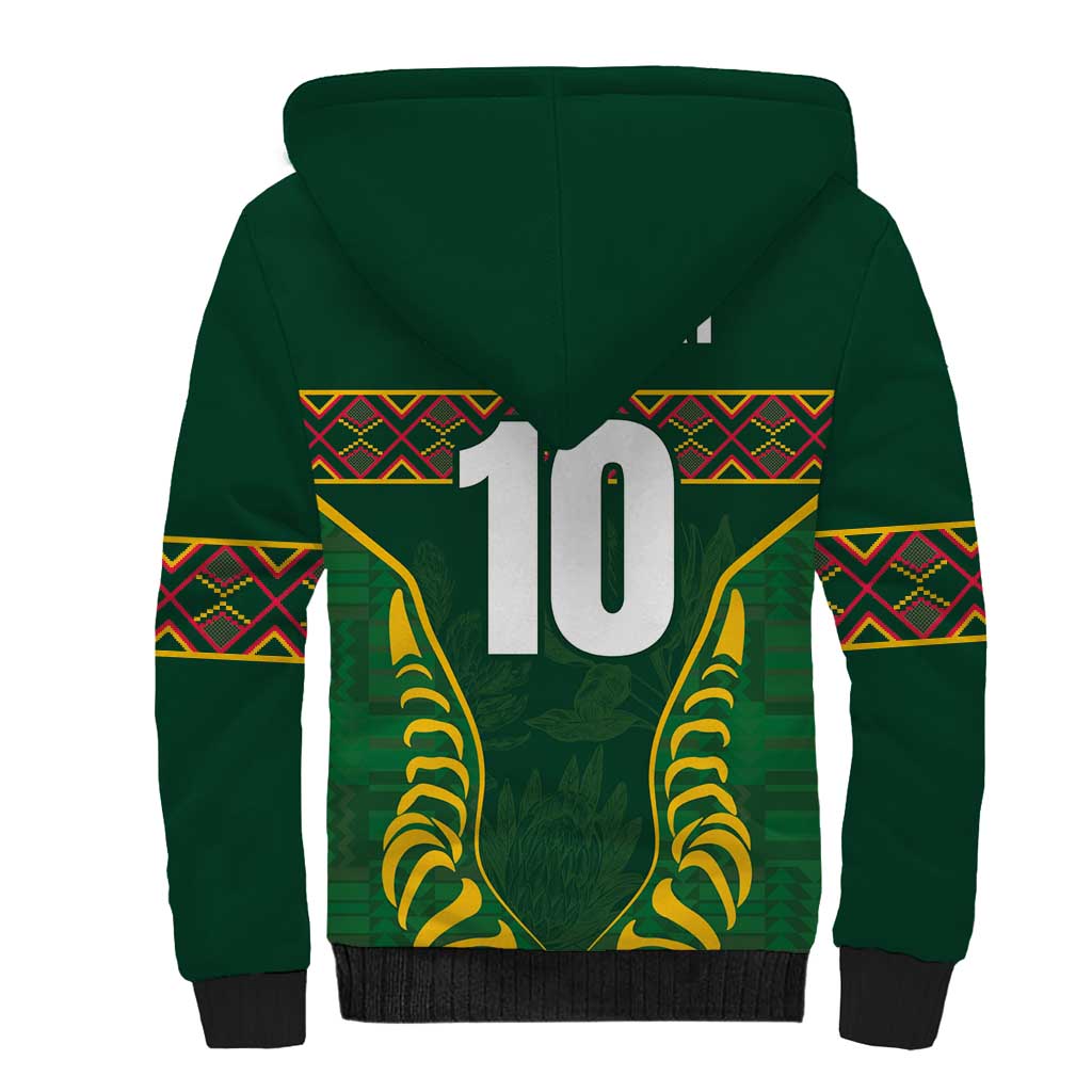 Custom South Africa Rugby Sherpa Hoodie Springboks Spirit and King Protea