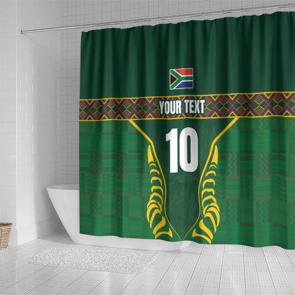 Custom South Africa Rugby Shower Curtain Springboks Spirit and King Protea
