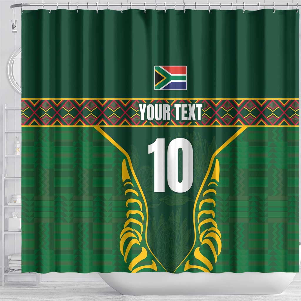 Custom South Africa Rugby Shower Curtain Springboks Spirit and King Protea