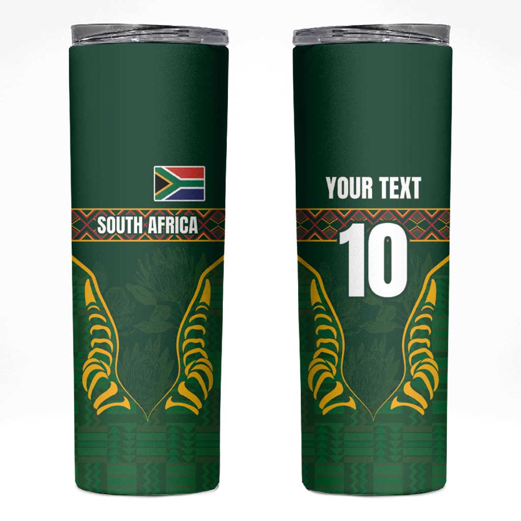 Custom South Africa Rugby Skinny Tumbler Springboks Spirit and King Protea