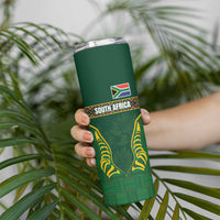 Custom South Africa Rugby Skinny Tumbler Springboks Spirit and King Protea