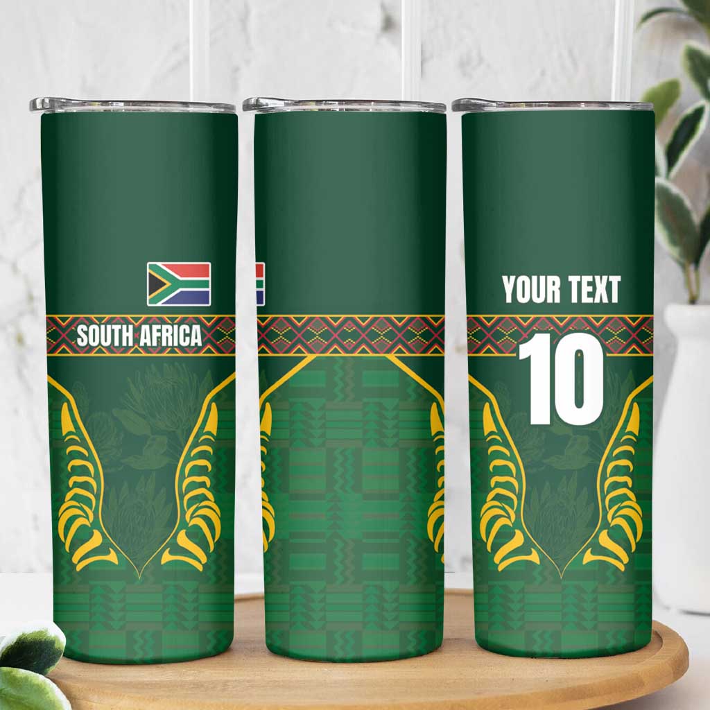 Custom South Africa Rugby Skinny Tumbler Springboks Spirit and King Protea