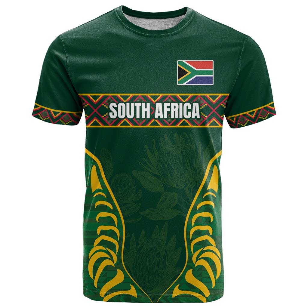 Custom South Africa Rugby T Shirt Springboks Spirit and King Protea