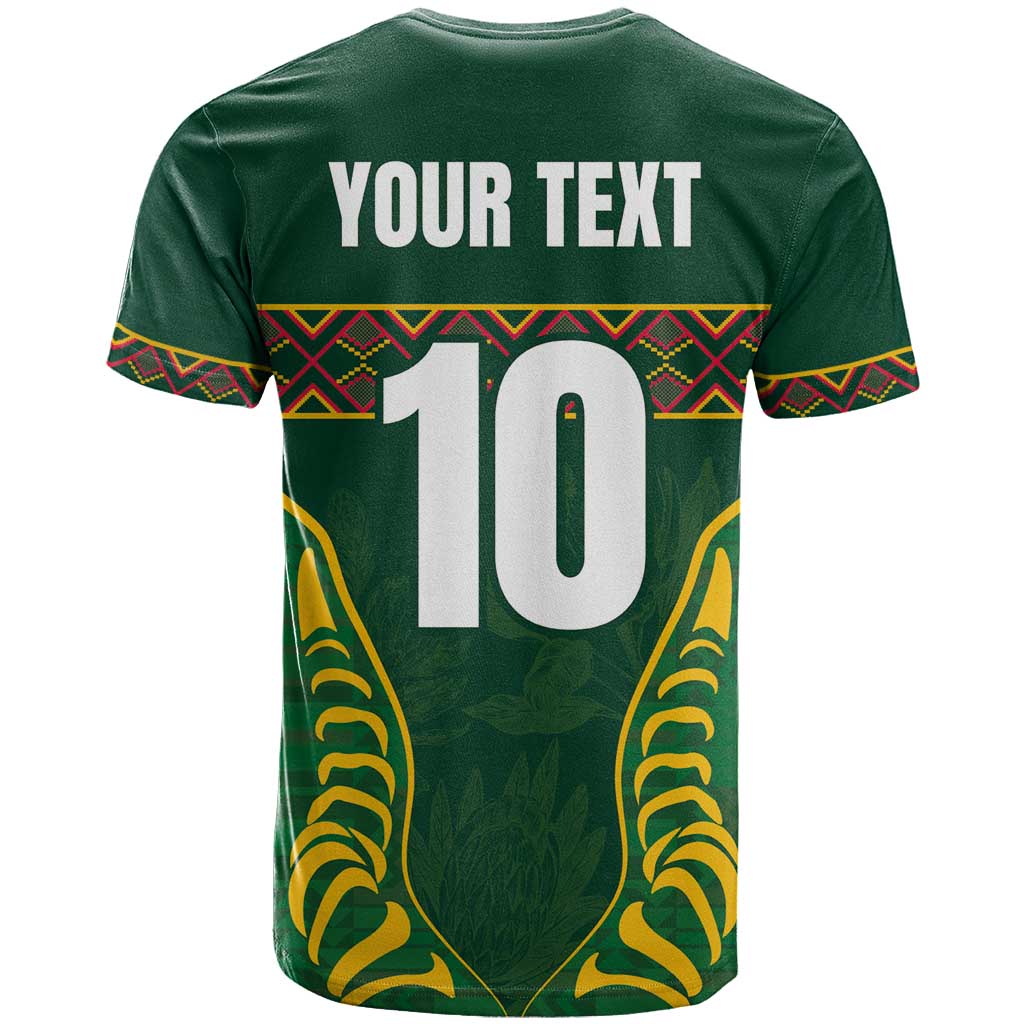 Custom South Africa Rugby T Shirt Springboks Spirit and King Protea