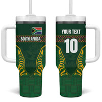 Custom South Africa Rugby Tumbler With Handle Springboks Spirit and King Protea