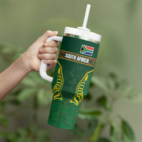 Custom South Africa Rugby Tumbler With Handle Springboks Spirit and King Protea